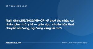 Nghị định 253/2026/NĐ-CP về thuế thu nhập cá nhân: giảm trừ y tế — giáo dục, chuẩn hóa thuế chuyển nhượng, ngưỡng vãng lai mới - ketoanthue.net